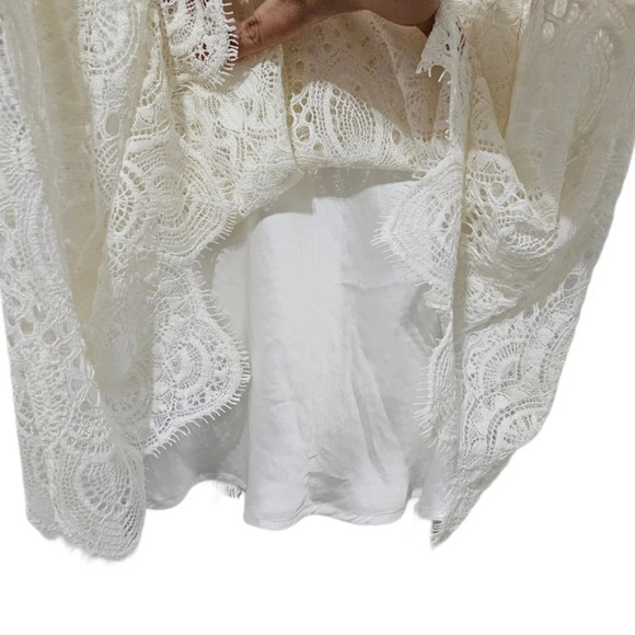 Trina Turk Darling Lace Overlay Cream Bell Sleeve Dress - Picture 6 of 10